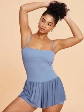 Blogilates Women's Active Shorts Romper Mesh Overlay Stretchy Pull On XL No Pads